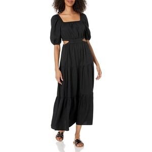 The Drop Women's XL Black Anaya Maxi Dress Tencel Lyocell Minimalist